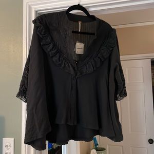 Free People Walk In The Park Top - Size M, black - Never worn, tags still on.
